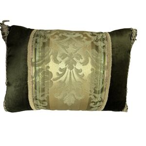 Croscill Home Throw Pillow green velvet gold damask rectangle